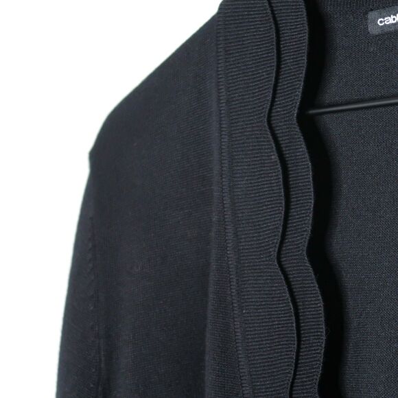 Cable &‎ Gauge Womens Open Front Cardigan Large Black Scalloped Cropped Office - Picture 8 of 10